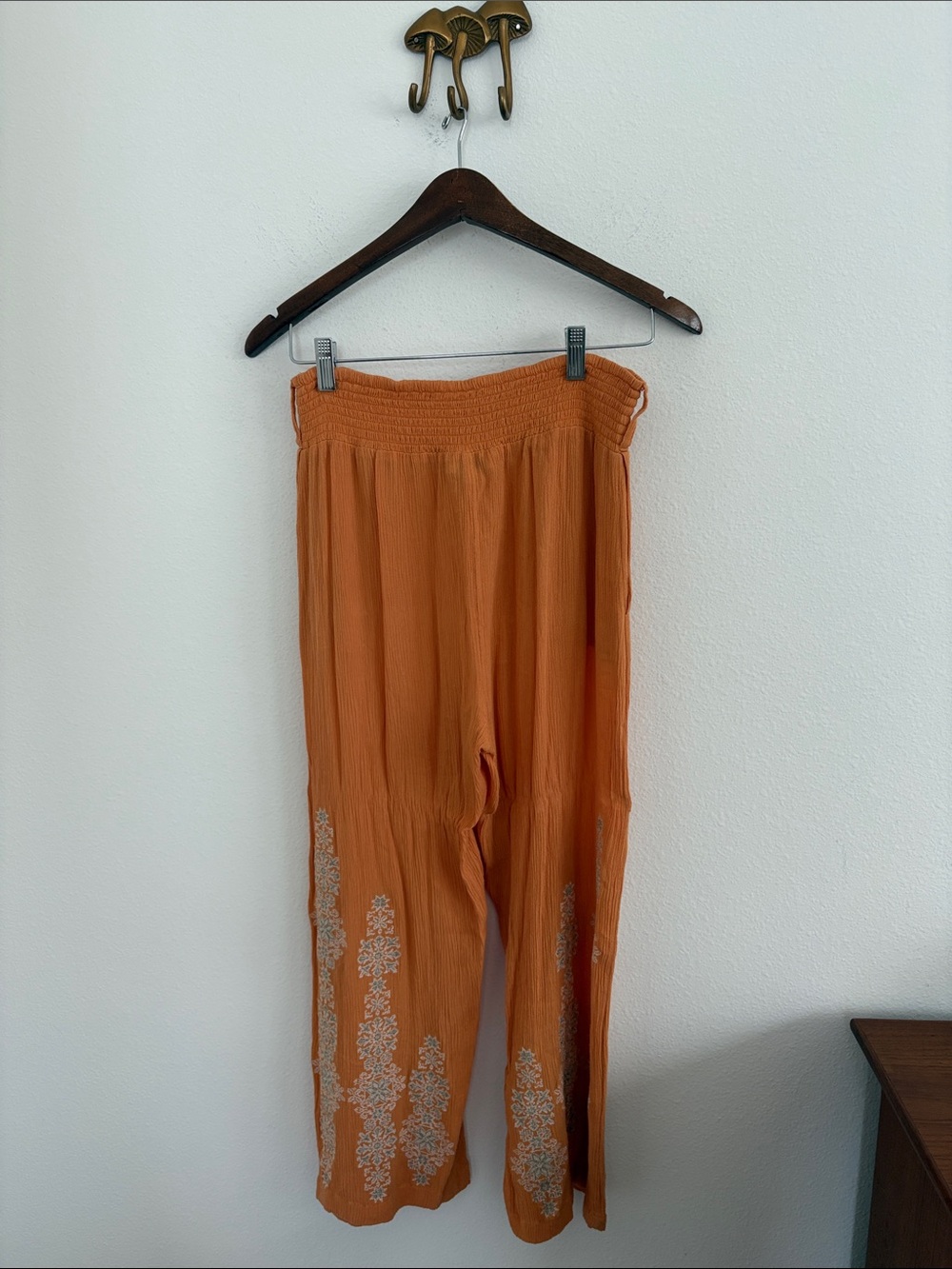 Sundance Orange High Rise Beaded Embellished Wide Leg Pants XS